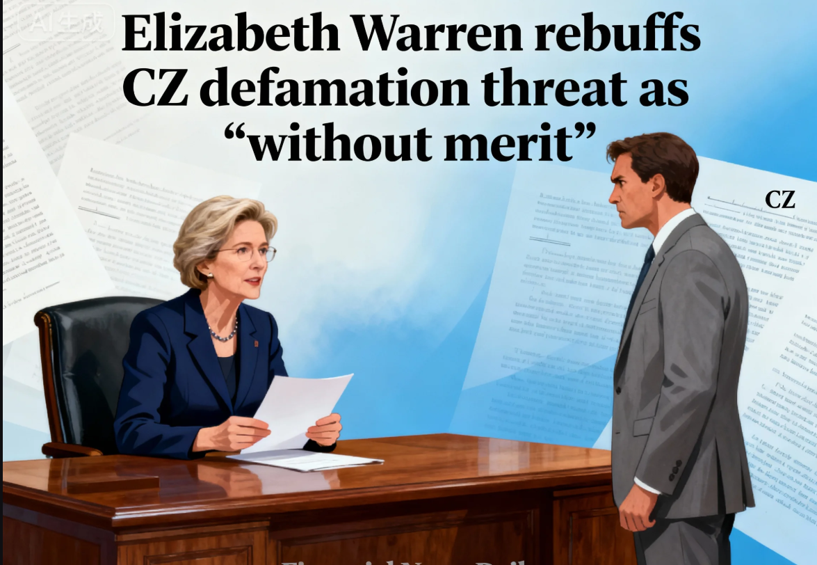 Elizabeth Warren Rejects CZ’s Defamation Threat, Calling It “Without Merit”